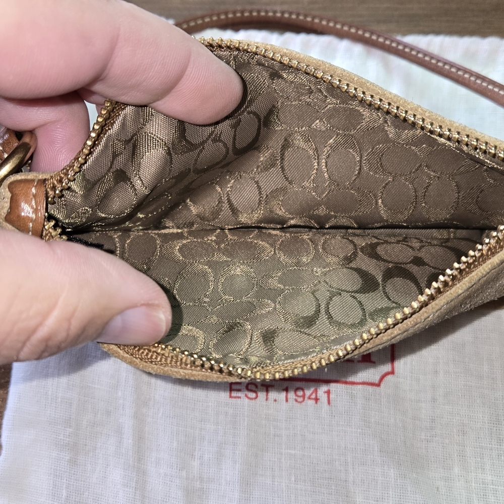 Coach Gold Suede Wristlet - Picture 4 of 5